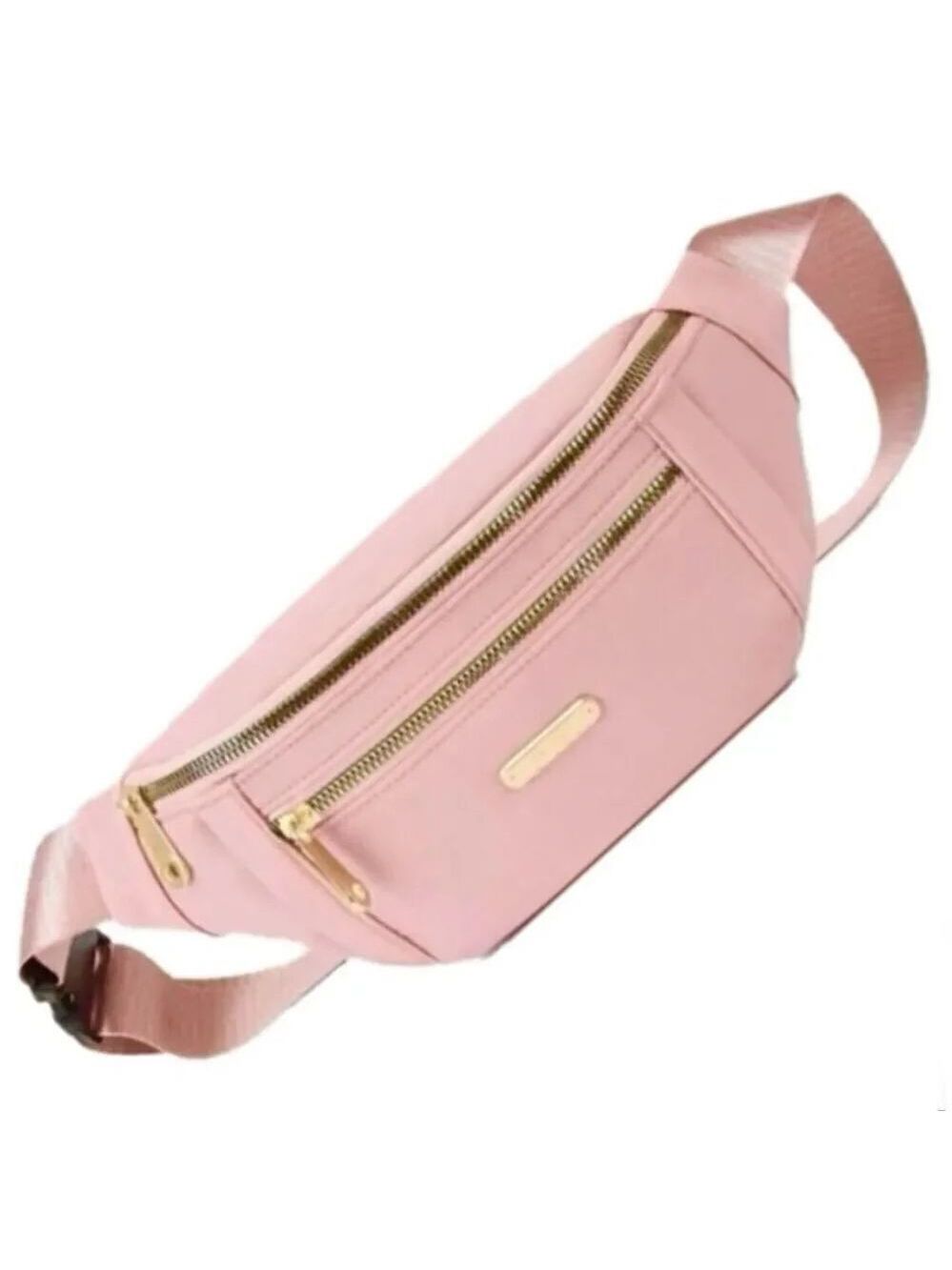 NWT Gorgeous Pink Nylon Sling Bag Fanny Pack with double gold zipper
